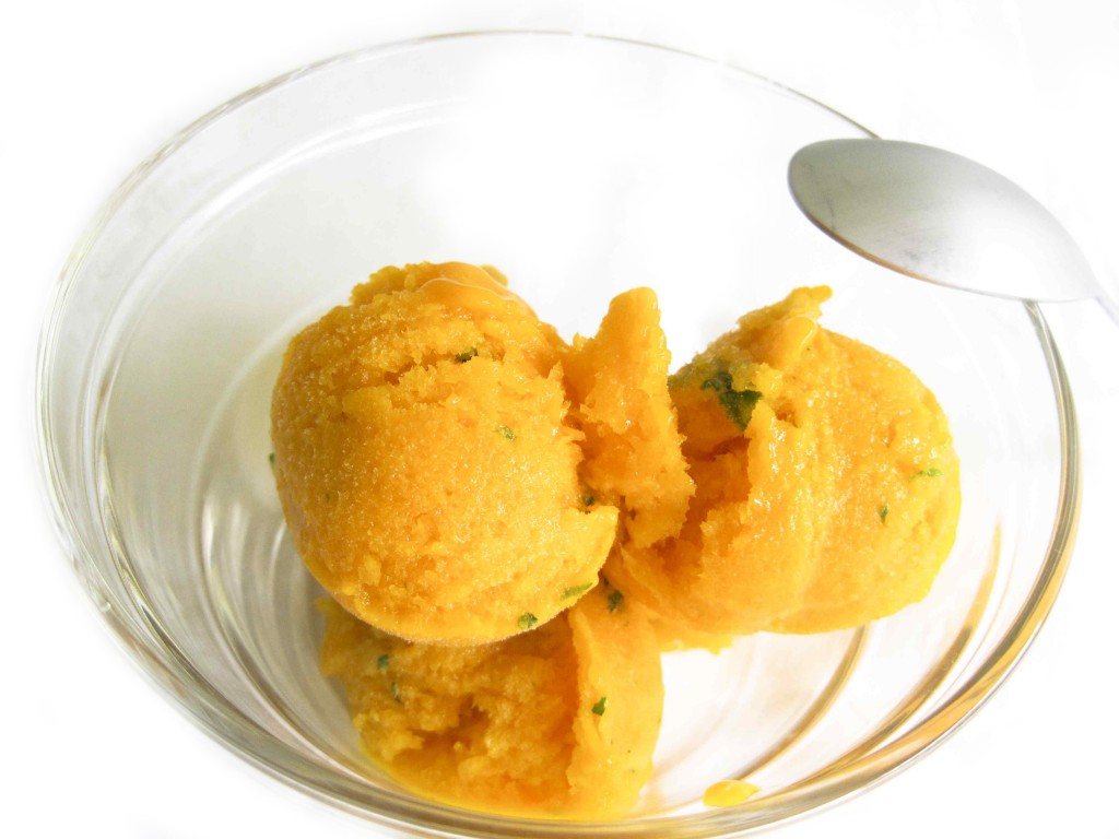 Mango Basil and Lime Sorbet