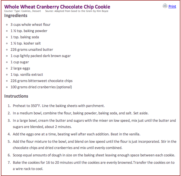 Whole Wheat Cranberry Chocolate Chip Cookies BS