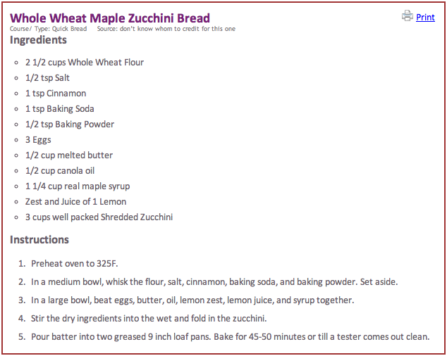 Whole Wheat Zucchini Bread