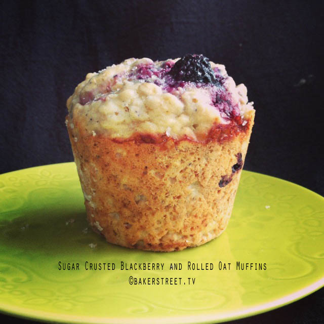 Sugar Crusted Blackberry and Rolled Oat Muffins