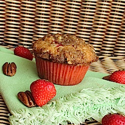 Strawberry Muffins with Pecan Streusel