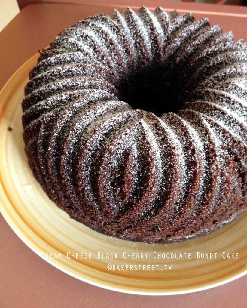 Cream Cheese Black Cherry Chocolate Bundt Cake